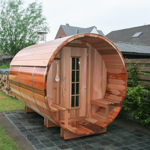 Roof covering on a sauna barrel