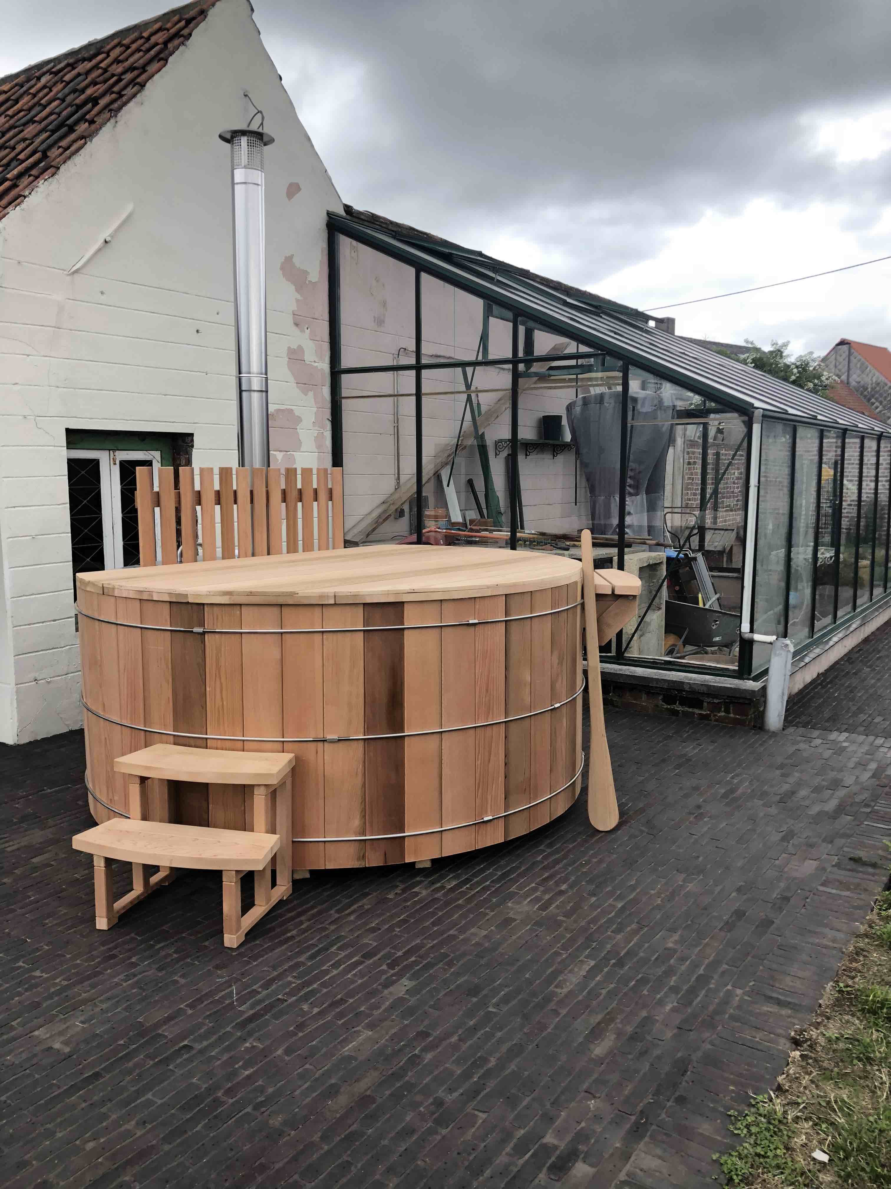 Piscina exterior de madera 210cm con filtro de arena e ionización de agua en Zwevezele